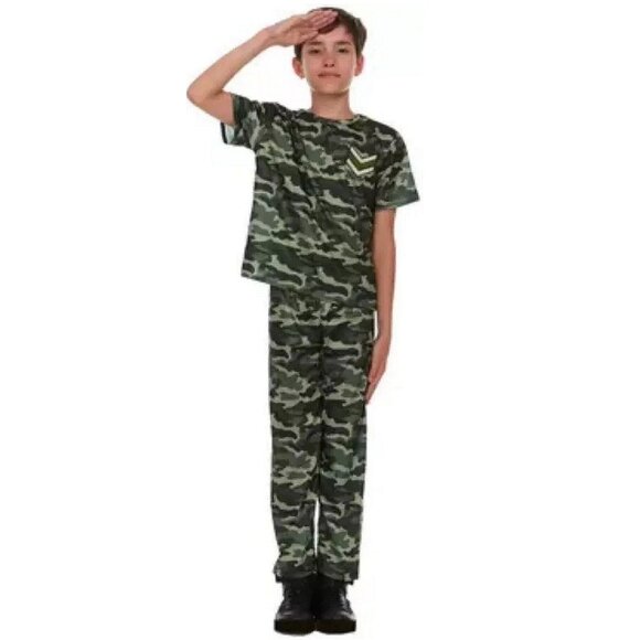 NEW BOY'S SOLDIER COSTUME CAMOUFLAGE MILITARY 2PC SET COSTUME SOLDIER CHILDREN'S - Picture 1 of 5